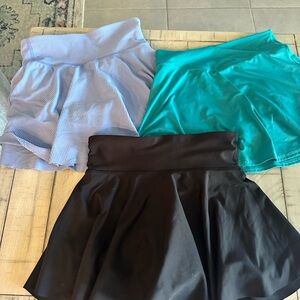 Three-Pack Girls Athletic Skort Set - Blue, Teal, and Black